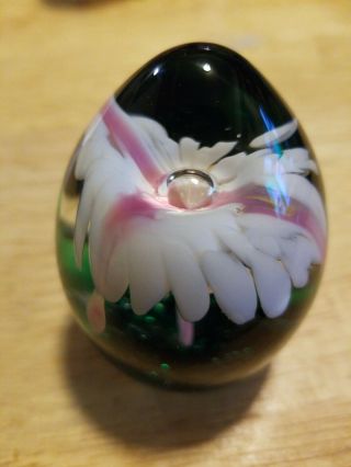 Vintage Joe St.  Clair Paperweight With Peacock Flower