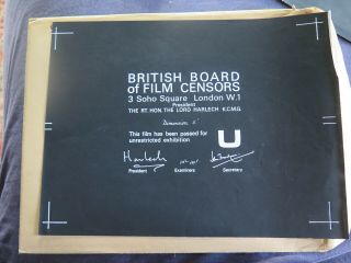 British Bbfc Film Certification Card Dimension S 1966 Sci - Fi