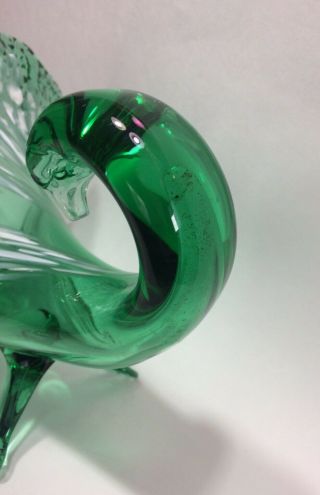 Vintage Italian Cornucopia Green Horn Of Plenty Hand Painted Hand Blown Art 5