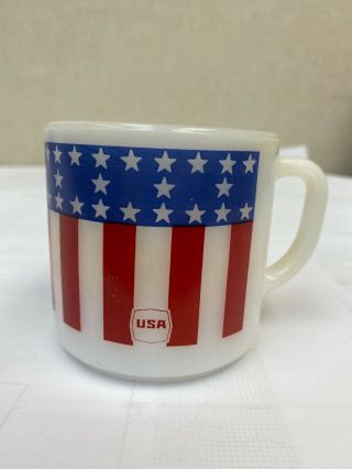 Vintage Federal Heat Proof Coffee Mug Cup Milk Glass Usa Flag Very Rare