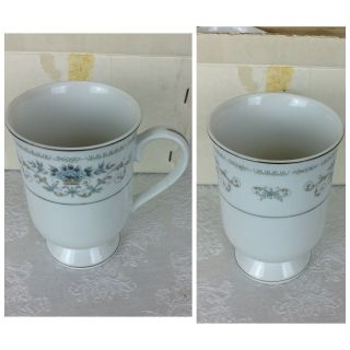 Vintage Wade Fine Porcelain China Footed Mugs Tea Cup Set of 2 Diane Silver Trim 3