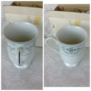Vintage Wade Fine Porcelain China Footed Mugs Tea Cup Set of 2 Diane Silver Trim 5