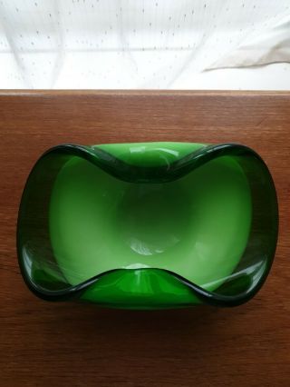 Vintage Murano Glass Ashtray Green White Mid Century 1960s 1970s