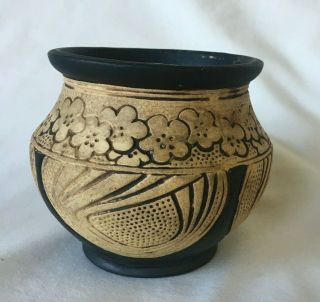 Vintage Weller Pottery Bowl Pot Vase Claywood Flowers Burntwood Arts & Crafts