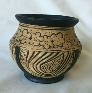 Vintage Weller Pottery Bowl Pot Vase Claywood Flowers Burntwood Arts & Crafts 3