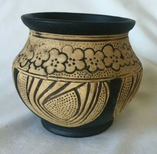 Vintage Weller Pottery Bowl Pot Vase Claywood Flowers Burntwood Arts & Crafts 4
