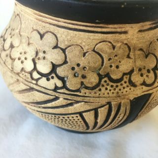 Vintage Weller Pottery Bowl Pot Vase Claywood Flowers Burntwood Arts & Crafts 7