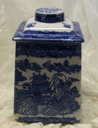 Vintage Ringtons Limited Tea Merchants Blue Willow Tea Caddy