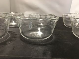 Set of 6 Vtg.  Clear PYREX Custard Cups 6 oz Scalloped 3 Ring 463 USA 3