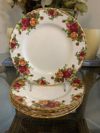 5 Royal Albert Old Country Roses Salad Plates 8”