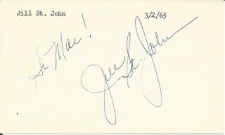 Jill St.  John Bond Girl Vintage 1965 Hand Signed Autographed Card