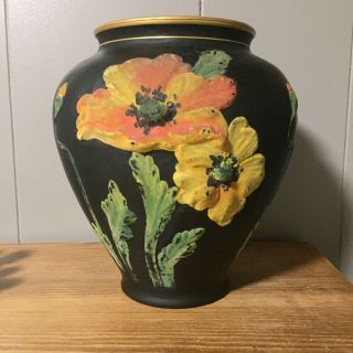 Art Nouveau Tiffin Amethyst Satin Glass Vase With Decoration