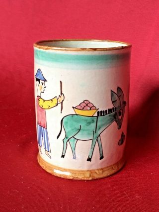 C.  A.  S.  Vietri Italy A.  I.  Vintage 4 - 3/4 " Coffee Mug Man And Donkey