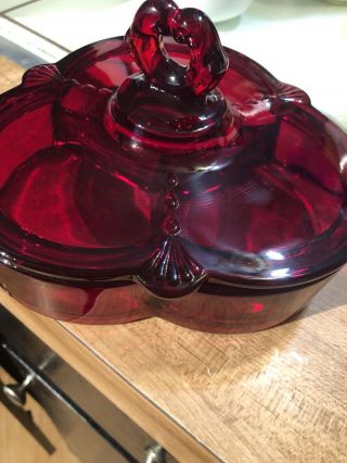 Paden City Glass Ruby Red Crows Foot Candy
