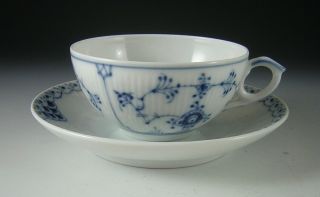 Royal Copenhagen,  Denmark Blue Fluted Flat Cup Paired With Princess Saucer