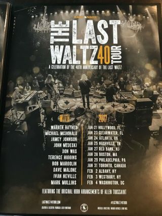 The Last Waltz 40 Tour Poster Warren Haynes 2017 Anniversary