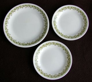 Corelle 1 Salad Plate,  2 Bread & Butter Spring Blossom Green / Crazy Daisy Exc