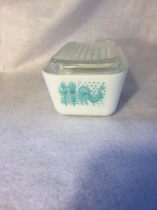 Pyrex 1 1/2 Pint Turquoise - Amish Butter Print - Refrigerater Dish W/ Lid