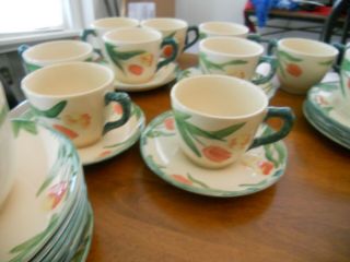 Vintage Franciscan England Pottery " Tulip " China Set Of 6 Cups & Saucers