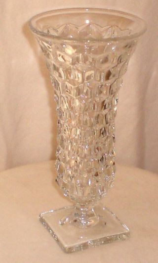 Vintage Fostoria Glass American Pattern Square Footed Vase