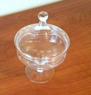 Vintage Crystal Clear Glass Candy Dish Bowl With Lid Leaf Vine Pattern Style 4
