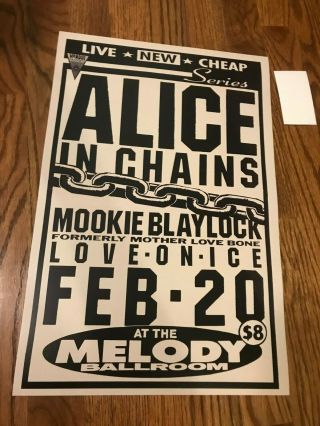 Alice In Chains Mookie Blaylock (pearl Jam) 1991 Concert Poster - 12 " X 18 "