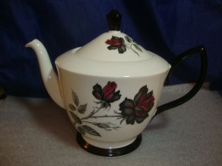 Vintage Royal Albert Masquerade Black Rose Bone China Teapot