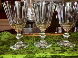 Villeroy & Boch Royale Set Of 3: Crystal Water Goblets 6.  5 " Heavy Wine Minty