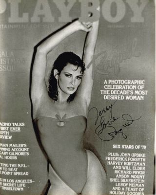 Raquel Welch Autographed December 1979 Playboy Cover B & W Photo