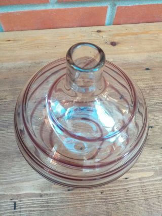 Vintage Heavy Studio / Art Glass Vase With Pink Swirl Decoration Hand Blown 3