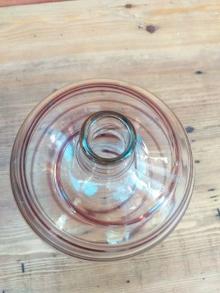 Vintage Heavy Studio / Art Glass Vase With Pink Swirl Decoration Hand Blown 4