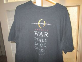 A Perfect Circle 2004 Emotive War Peace Love Greed Tour Shirt,  Size Xl