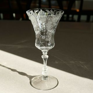 Vintage Cambridge Rose Point Clear Elegant Glass 8⅜ " Water Goblet Stem 3500