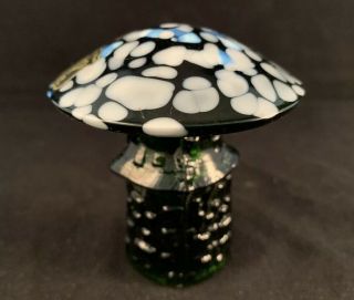 Vintage Golden Crown E&r Sweden Glass Mushroom Green White Speckled