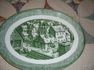 Currier & Ives Old Curiosity Shop Royal China Green Platter 13 "