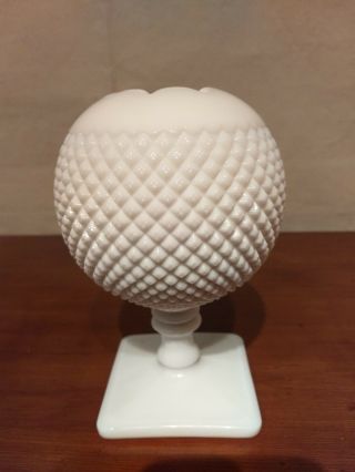 Westmoreland Milk Glass English Hobnail Sawtooth Diamond Ivy Ball Vase Compote
