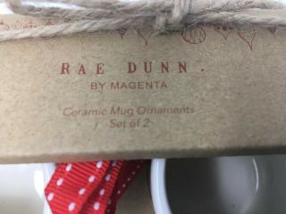 RAE DUNN by Magenta MERRY & BRIGHT Mugs Christmas Ornaments W/Gift Tag 2