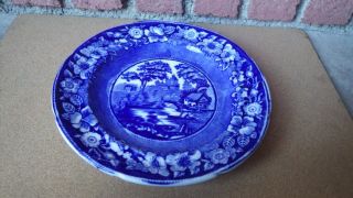 Antique George Jones & Sons Wild Rose Flow Blue Staffordshire Plate 8 1/2 Inch