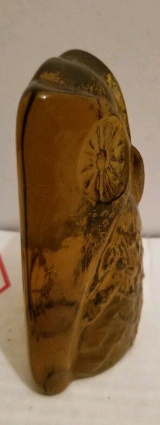 Vintage Blenko MCM Amber Glass owl bookend paperweight 3