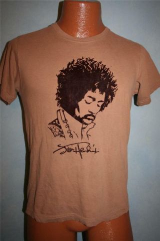 Jimi Hendrix Fuzzy Felt T - Shirt Small Rock Guitar Legend