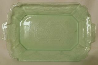 Indiana Glass Lorain Green Depression Serving Platter 11 1/2 "