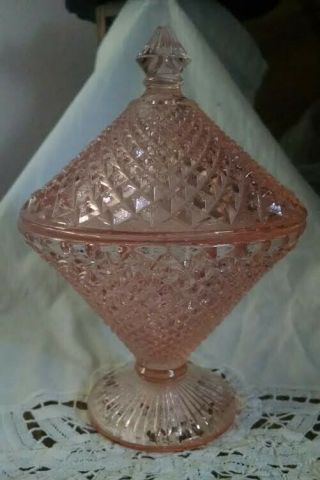 Pink Depression Glass English Hobnail Cone Shaped Candy Dish