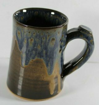 2005 Pond Mountain Pottery Handcrafted Mug Creston North Carolina Blue Brown