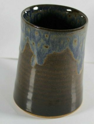 2005 Pond Mountain Pottery Handcrafted Mug Creston North Carolina Blue Brown 2