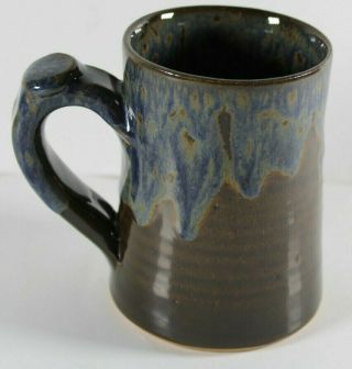 2005 Pond Mountain Pottery Handcrafted Mug Creston North Carolina Blue Brown 3