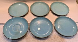 5 Vintage Harkerware Harker Ware Blue Mist Bread Dessert Plates & 1 Saucer