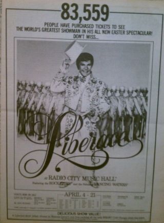 Liberace At Radio City Music Hall Nyc Rare Orig 1985 Full Page Print Ad 11x14 "
