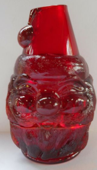 Vintage Fenton Santa Claus Fairy Lamp Ruby Red Candle Votive