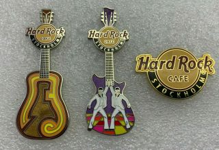 Set Of 3 Hard Rock Cafe Stockholm Pins.  Stockholm