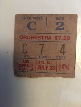July 28,  1973 Led Zeppelin Ticket Stub From Madison Square Garden Ny,  Ny